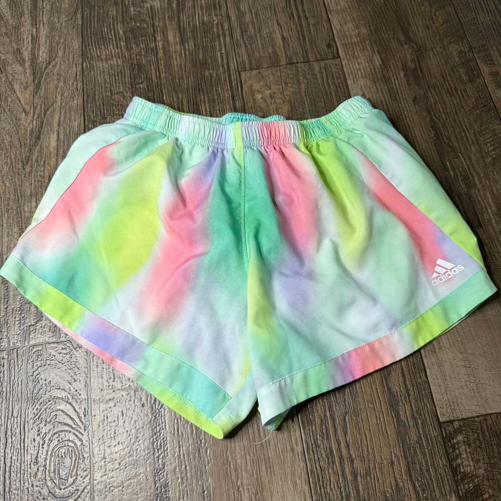 Adidas Girls Pastel Rainbow Ombre Athletic Shorts Size YXL